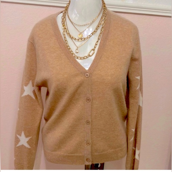 100% cashmere cardigan intarsia sweater - Picture 4 of 5